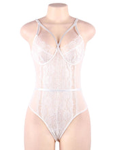 Load image into Gallery viewer, White Eyelash With Lace Splice Bodysuit (16-18) 3xl
