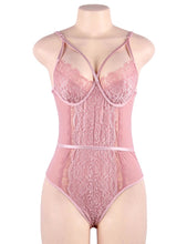 Load image into Gallery viewer, Pink Eyelash With Lace Splice Bodysuit (12-14) Xl
