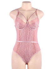 Load image into Gallery viewer, Pink Eyelash With Lace Splice Bodysuit (16-18) 3xl
