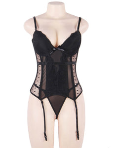 Deluxe Satin & Lace Corset Black (14) Xl