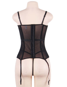 Deluxe Satin & Lace Corset Black (14) Xl