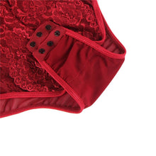 Load image into Gallery viewer, Red Eyelash With Lace Splice Bodysuit (8-10) M
