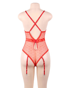 Red Satin & Lace Teddy (12-14) Xl