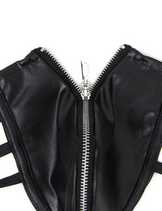 Mens' Leather Look Undies With Zipper Black (34-36) 2xl