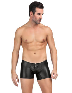 Mens Leather Look Shorts Black  Xl