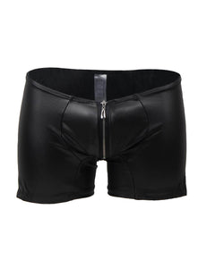 Mens Leather Look Shorts Black (30-32) L
