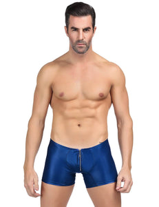 Mens Leather Look Shorts Blue (32-24) Xl