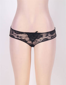Black Lace Open Crotch Panty (12-14) Xl