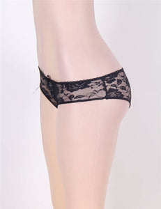 Black Lace Open Crotch Panty (12-14) Xl