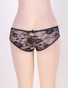Black Lace Open Crotch Panty (12-14) Xl