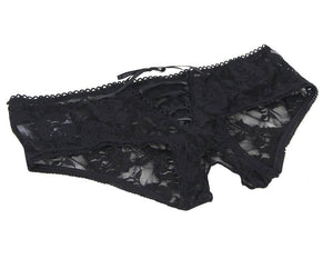 Black Lace Open Crotch Panty (12-14) Xl