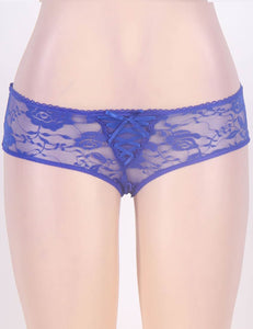 Blue Lace Open Crotch Panty (8-10) M