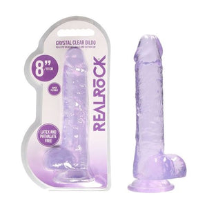 Realrock 8'' Realistic Dildo With Balls Purple