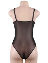 Load image into Gallery viewer, Black Eyelash With Lace Splice Bodysuit (8-10) M
