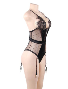 Black Satin & Lace Teddy (12-14) Xl