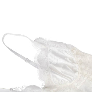 White Eyelash Lace Splice Bodysuit (20-22) 5xl
