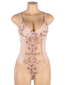 Pink Exquisite Embroidery Bodysuit (12-14) Xl