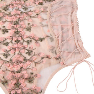 Pink Exquisite Embroidery Bodysuit (16-18) 3xl
