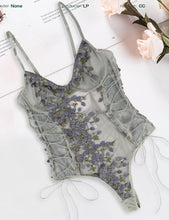 Load image into Gallery viewer, Grey Exquisite Embroidery Bodysuit (16-18) 3xl
