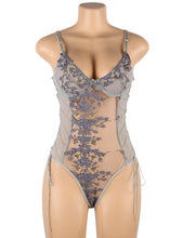 Load image into Gallery viewer, Grey Exquisite Embroidery Bodysuit (12-14) Xl
