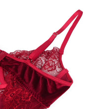 Load image into Gallery viewer, Red Lace &amp; Velour Teddy (16-18) 3xl
