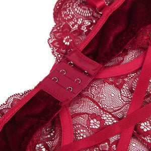 Red Lace & Velour Teddy (16-18) 3xl