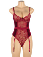 Load image into Gallery viewer, Red Lace &amp; Velour Teddy (16-18) 3xl
