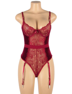 Red Lace & Velour Teddy (16-18) 3xl