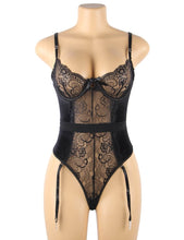 Load image into Gallery viewer, Black Lace &amp; Velour Teddy (20-22) 5xl
