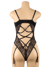 Load image into Gallery viewer, Black Lace &amp; Velour Teddy (16-18) 3xl
