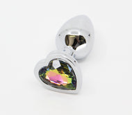 Metal Butt Plug Small Heart Rainbow