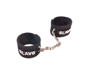 Fluffy Cuff W/ Diamonte Slave Black