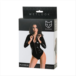 Glossy Wetlook Bodysuit W Zip Alessia Xl