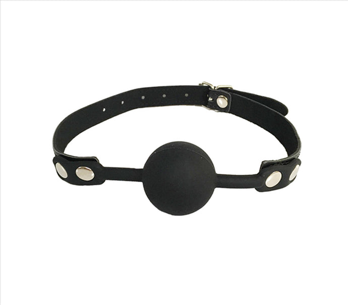 Silicone Ball Gag With Leather Strap Black