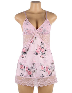 Floral Lace-up Babydoll No-underwire (16-18) 3xl