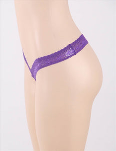 Flower Lace G-string Purple (8-10) M