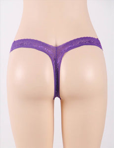 Flower Lace G-string Purple (16-18) 2xl