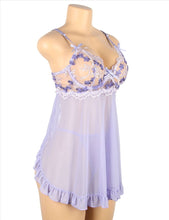Load image into Gallery viewer, Sheer Back Slit Babydoll Purple (8-10) M
