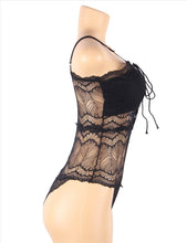 Load image into Gallery viewer, Adjustable Ribbon And Lace Teddy Black (20-22) 5xl
