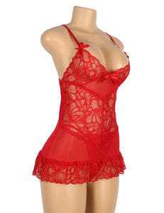 Red Lace Floral Babydoll (16-18) 3xl