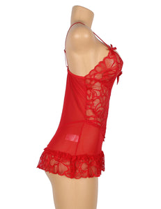 Red Lace Floral Babydoll (12-14) Xl