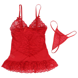 Red Lace Floral Babydoll (12-14) Xl