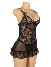 Load image into Gallery viewer, Black Lace Floral Babydoll (20-22) 5xl
