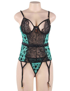 Flocked Lace Lingerie Green (16-18) 3xl