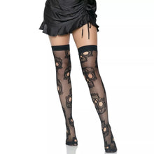 Load image into Gallery viewer, Sugar Skull Net Thigh Highs
