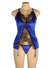 Load image into Gallery viewer, Velvet And Lace Babydoll Blue (12-14) Xl
