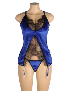 Velvet And Lace Babydoll Blue (12-14) Xl