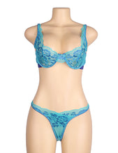 Load image into Gallery viewer, Blue Floral Lace Underwire Set (20-22) 5xl
