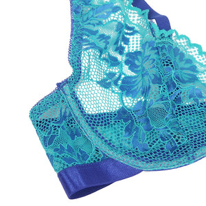 Blue Floral Lace Underwire Set (20-22) 5xl