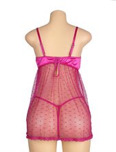 Load image into Gallery viewer, Open Front Dot Mesh Babydoll Purple (20-22) 5xl
